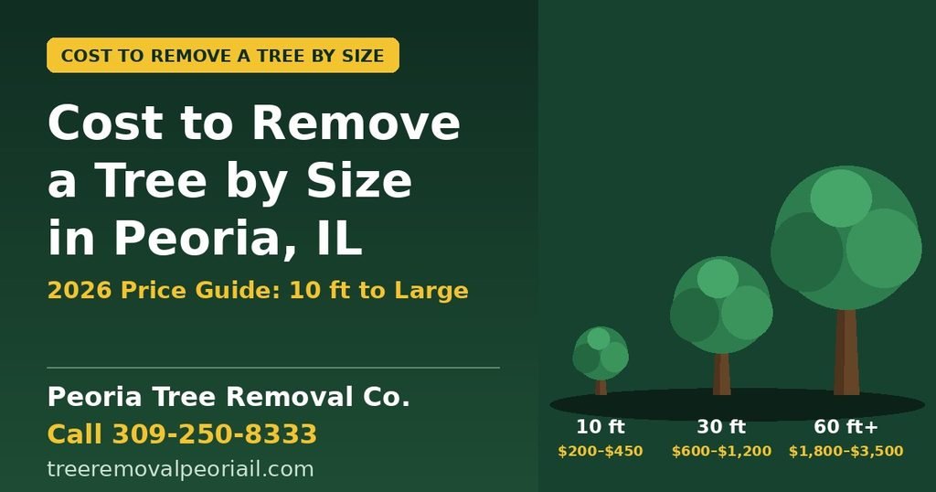 The Cost to Remove a Tree by Size (10 ft, 30 ft, large) Peoria, IL
