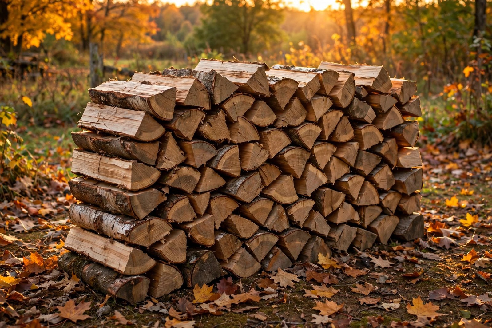 stacked split firewood logs