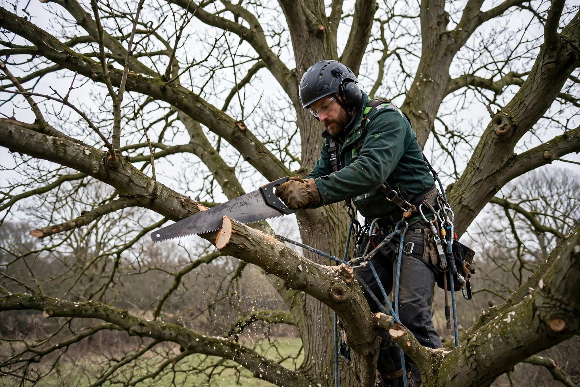 Tree trimming vs pruning Peoria IL — arborist pruning mature oak branches